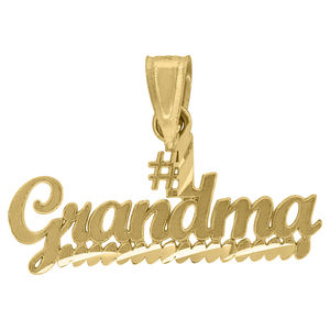 10kt 10k Yellow Gold Womens No. 1 Grandma Letters & Words Charm Pendant